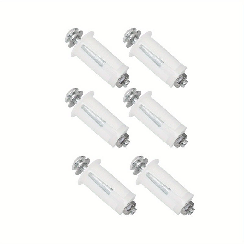 Set Of 6 Universal Toilet Seat Hinge Screws For Top Mounting Including Cover Screws And Expansion Screws With Quick Release Mechanism White - Image 1