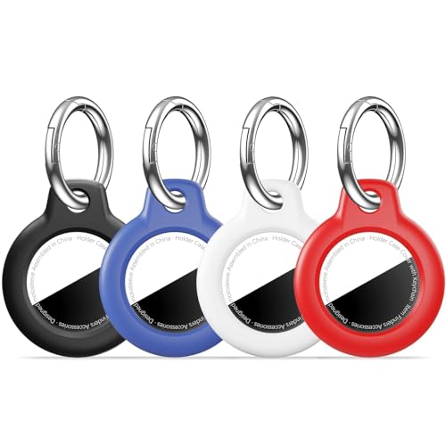 MOLOSLEEVE [4 Pack Case for AirTag 2nd Gen (2026) & 1st Gen, Holder Anti-Scratch Protective Cover for Air Tags, Men's Women's Keyrings & Keychains for Keys, Luggage, Black/Blue/White/Red - Image 1