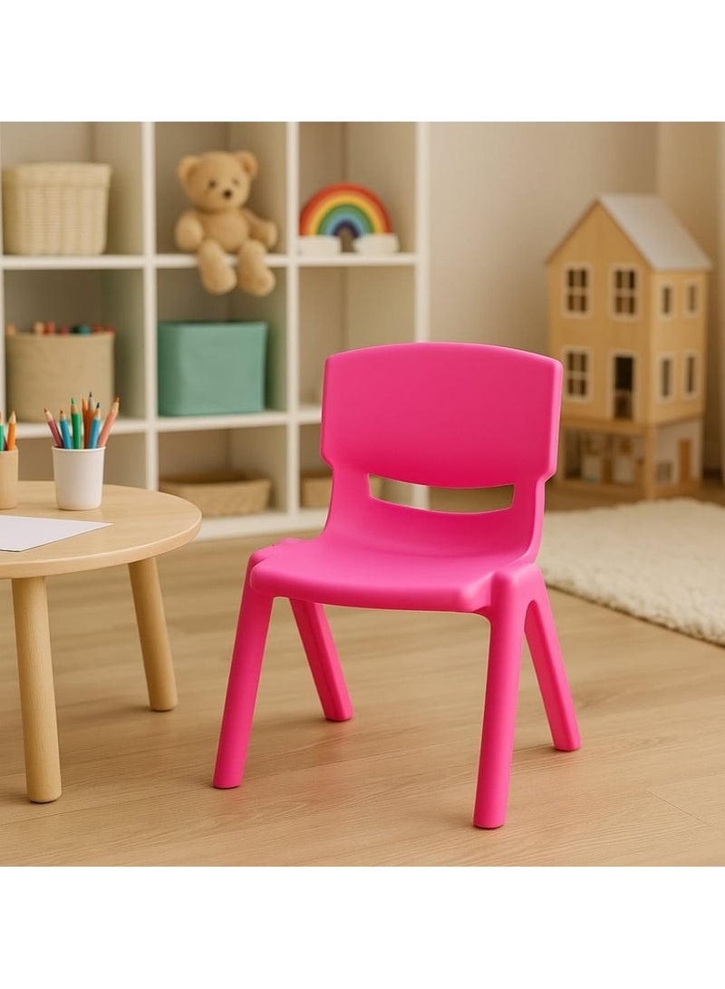بلاستيكنا كرسي أطفال بلاستيك متين، مريح وخفيف الوزن، للإستخدام الداخلي والخارجي، لون وردي - Image 1