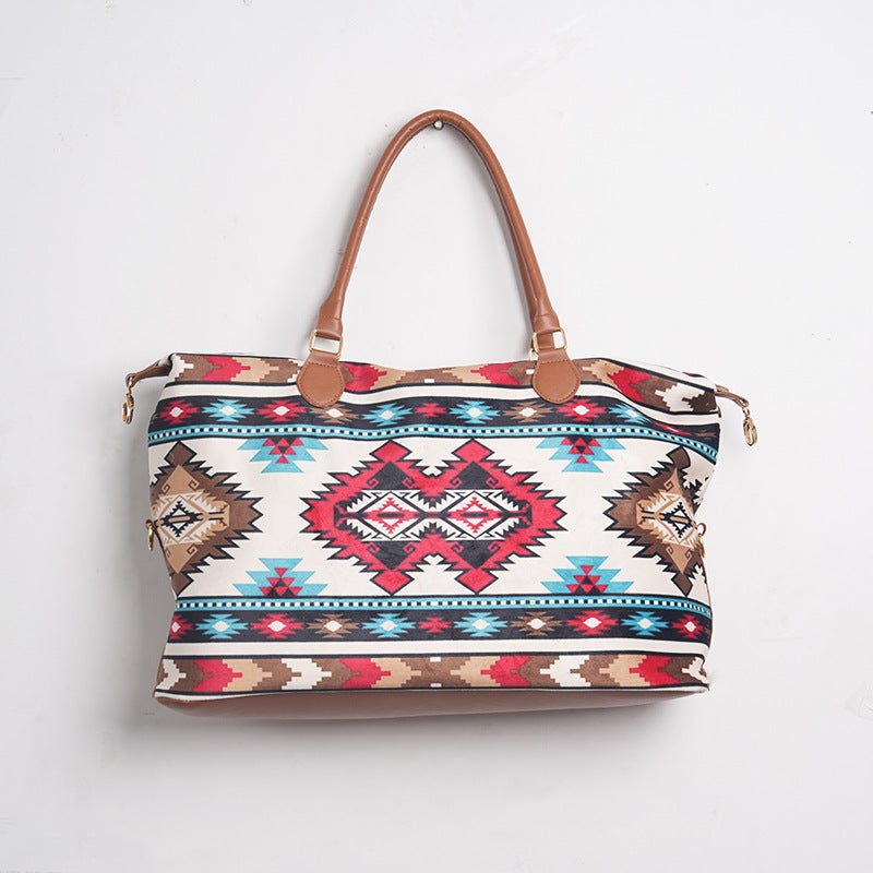 New Ethnic Style Portable Crossbody Bag Cow Canvas Bag Large Capacity Printed Travel Bag - Image 2