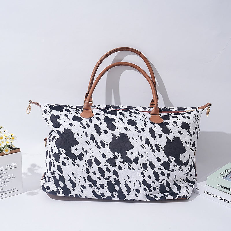New Ethnic Style Portable Crossbody Bag Cow Canvas Bag Large Capacity Printed Travel Bag - Image 5