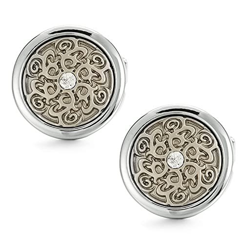 Peora Silver Plated Round Cufflinks Set Stylish Accessories for Men & Boys Wedding Business Gift (PX9CL103S) - Image 4