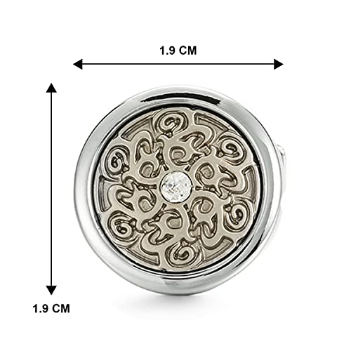 Peora Silver Plated Round Cufflinks Set Stylish Accessories for Men & Boys Wedding Business Gift (PX9CL103S) - Image 5