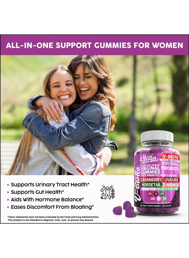 Clean Nutraceuticals مكملات البروبيوتيك المهبلية للنساء من كلين نيوتراسيتيكالز على شكل جوميز مع التوت البري، يوفا أورسي، ذيل الحصان، دي-مانوز، بروبيوتيك وإنزيمات هضمية، مكمل لصحة المهبل لتوازن الرقم الهيدروجيني ورائحة الفلورا VBiotic - Image 5