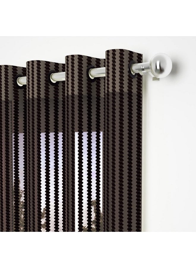 Story@Home Story@Home Curtains 7 Feet Long Sheer Set of 2| Transparent Curtains Zig Zac Design | Polyester Curtains | Net Curtain | Curtains for Living Room (118 x 215 cm, Coffee Brown) | Perfect for Home Décor  - Image 2