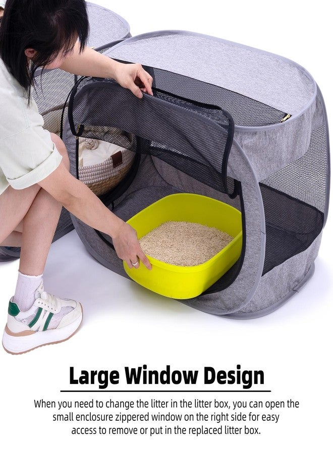 NAFU Corner Cat Playpen with Litter Box Compartment for Indoor Use - Space Saving Foldable Enclosure for Kittens & Puppy, Cat Houses & Condos - Image 3