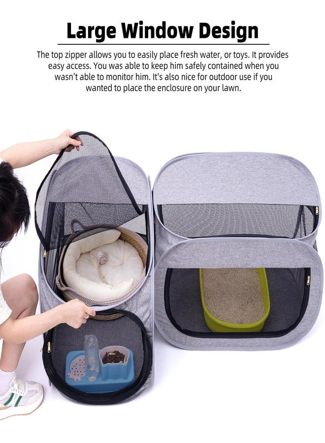 NAFU Corner Cat Playpen with Litter Box Compartment for Indoor Use - Space Saving Foldable Enclosure for Kittens & Puppy, Cat Houses & Condos - Image 4