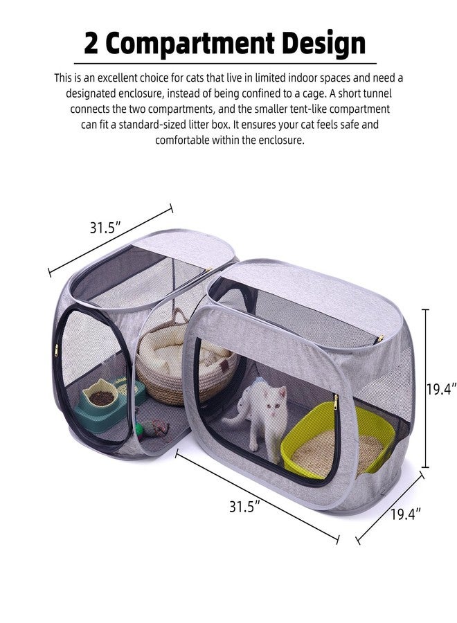 NAFU Corner Cat Playpen with Litter Box Compartment for Indoor Use - Space Saving Foldable Enclosure for Kittens & Puppy, Cat Houses & Condos - Image 2