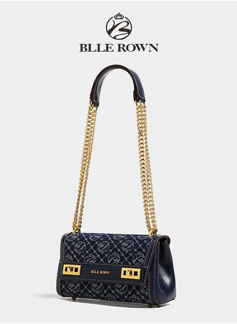 BLLE ROWN Women Vintage Klein Blue Crossbody Bag, Elegant Purse Pillow Bag with Adjustable Strap,Metal Chain Commuter Bag for Women, East West Bags For Business/Commute/Work/Office  - Image 5