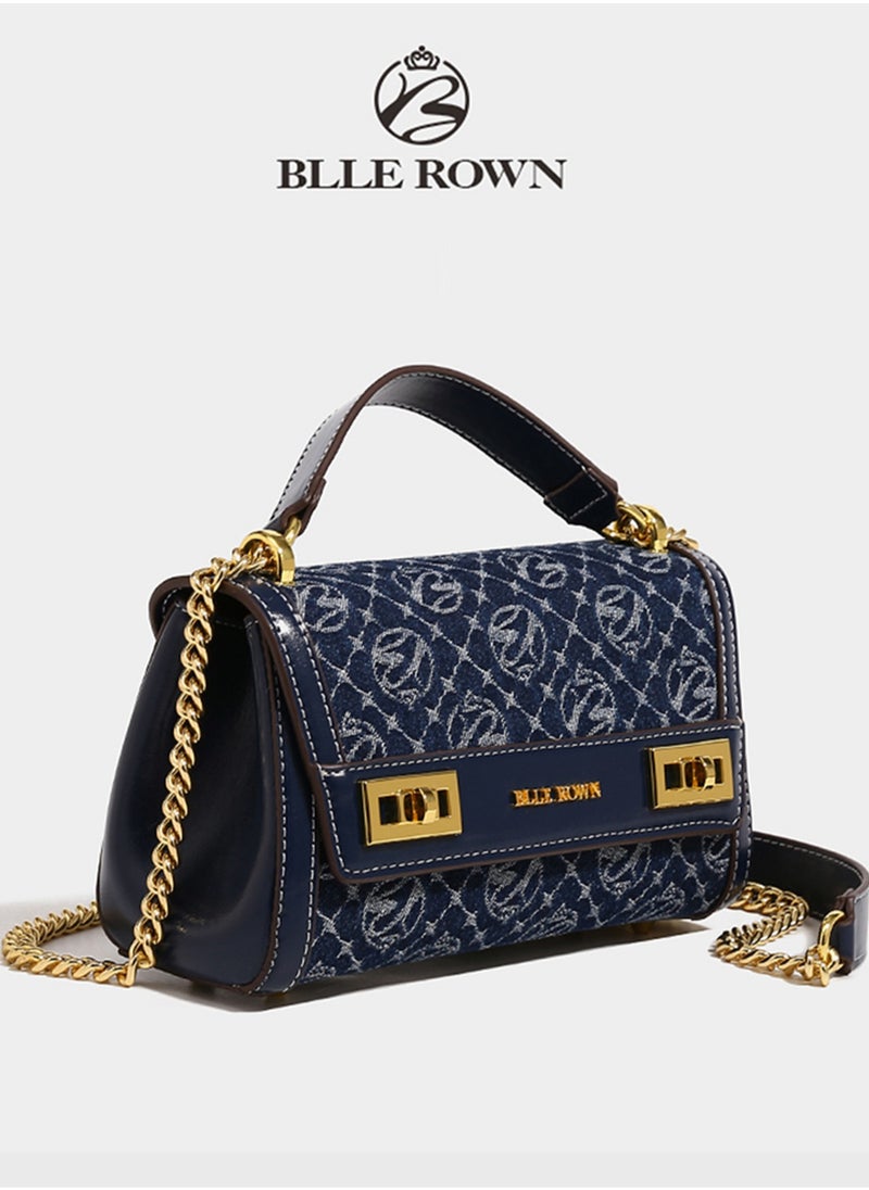 BLLE ROWN Women Vintage Klein Blue Crossbody Bag, Elegant Purse Pillow Bag with Adjustable Strap,Metal Chain Commuter Bag for Women, East West Bags For Business/Commute/Work/Office  - Image 2