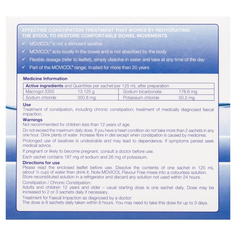 Movicol Flavour-Free Laxative Powder Sachets â€“ 13g Each â€“ 30 Pack â€“ Gentle and Effective Relief from Constipation â€“ Easy to Mix â€“ Sugar-Free â€“ Suitable for Adults and Children Over 12 - Image 3