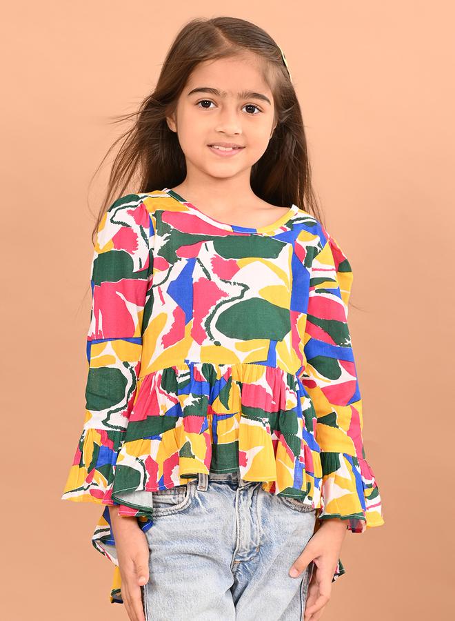 LILPICKS LilPicks Abstract Print Peplum Top  - Image 2
