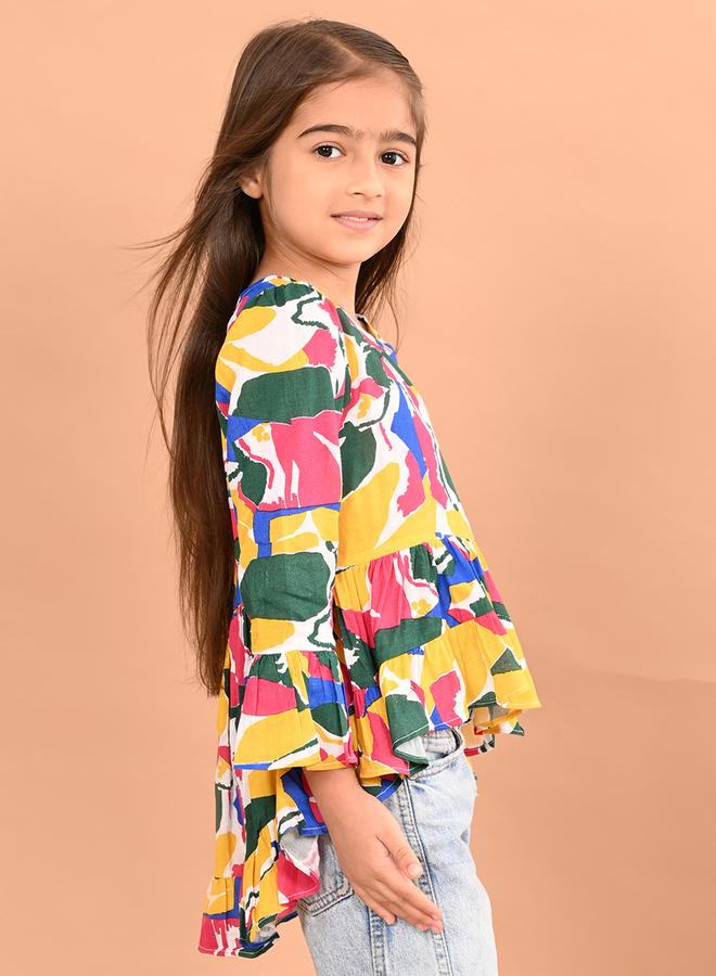 LILPICKS LilPicks Abstract Print Peplum Top  - Image 3