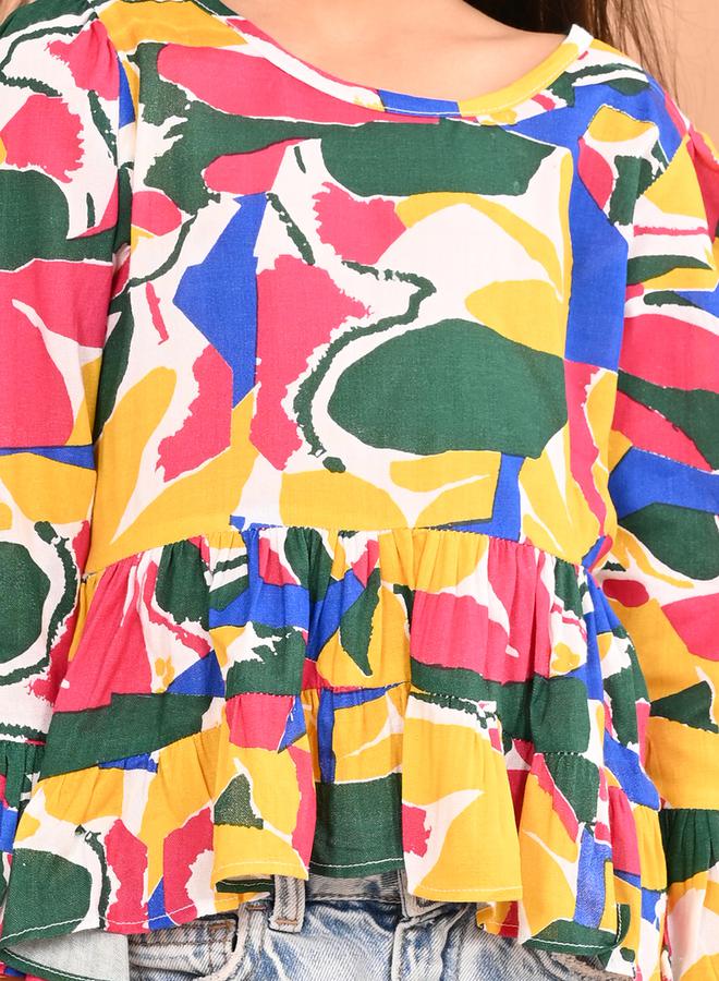 LILPICKS LilPicks Abstract Print Peplum Top  - Image 5