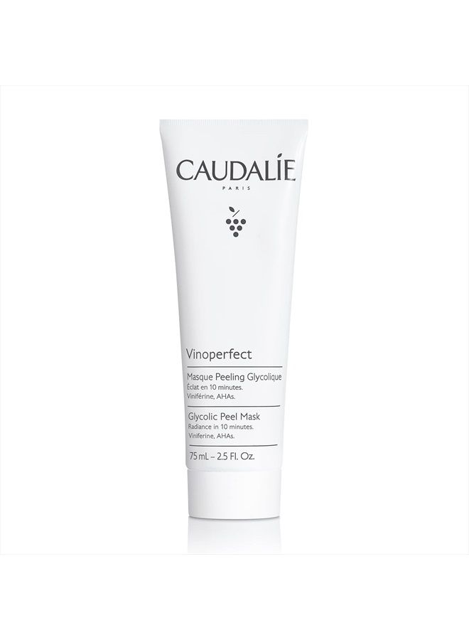 CAUDALIE قناع تقشير فينوبيرفكت مع حمض الجليكوليك وأحماض ألفا هيدروكسي، إشراقة في 10 دقائق، 2.5 أونصة سائلة - Image 1
