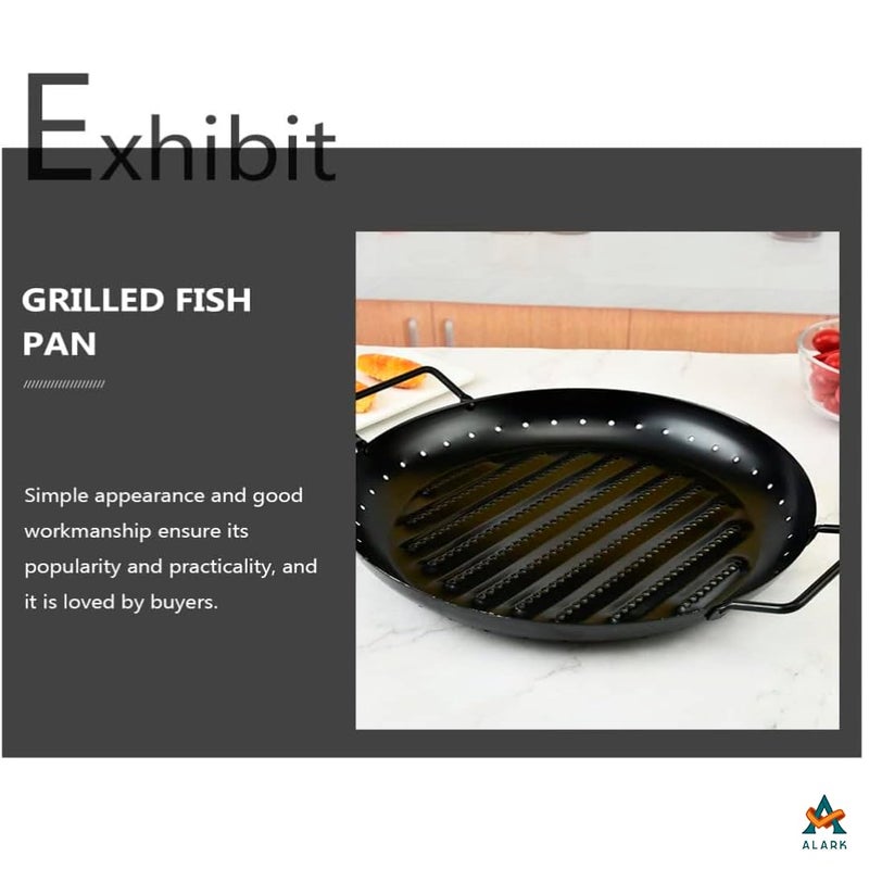 Alark Alark Versatile Heavy-Duty Grill Nonstick Safety Pan Grill Round with Handle Hot Oil Food Safety Grill Tray Oil Grill Pan Roasting Grilling Tool for Frying Pan Outdoor Cooking Handle BBQ Kadai Topper  - Image 2