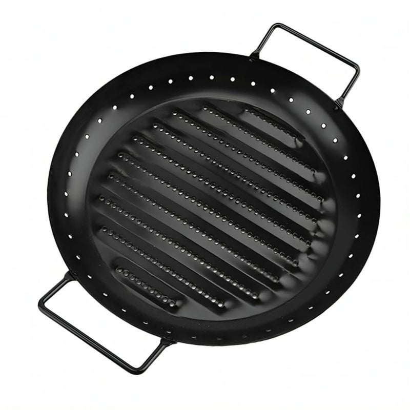Alark Alark Versatile Heavy-Duty Grill Nonstick Safety Pan Grill Round with Handle Hot Oil Food Safety Grill Tray Oil Grill Pan Roasting Grilling Tool for Frying Pan Outdoor Cooking Handle BBQ Kadai Topper  - Image 1