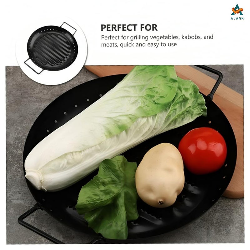 Alark Alark Versatile Heavy-Duty Grill Nonstick Safety Pan Grill Round with Handle Hot Oil Food Safety Grill Tray Oil Grill Pan Roasting Grilling Tool for Frying Pan Outdoor Cooking Handle BBQ Kadai Topper  - Image 3