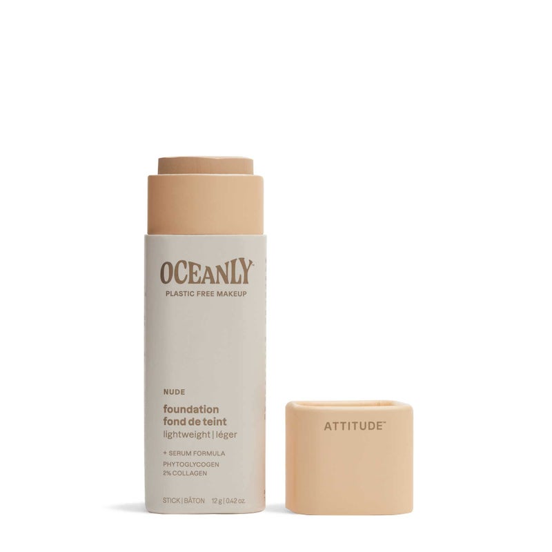 ATTITUDE Oceanly Plastic-Free Light Coverage Foundation Stick, Titanium Dioxide-Free,EWG Verified, Vegan & Cruelty-free Makeup, Nude, 16141, 0.42 Ounces - Image 1