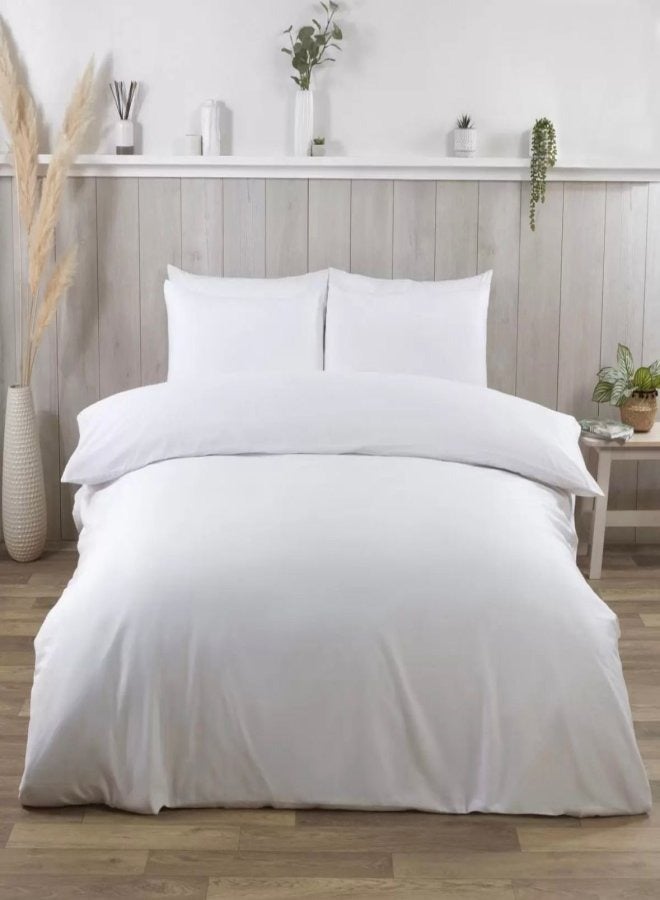 Cadrica 4 Piece Single Bedding Set - Includes 1 Duvet Cover, 1 Fitted Sheet, and 2 Pillowcases - Ultra Soft & Durable - Single Size (White - Plain) - Image 1