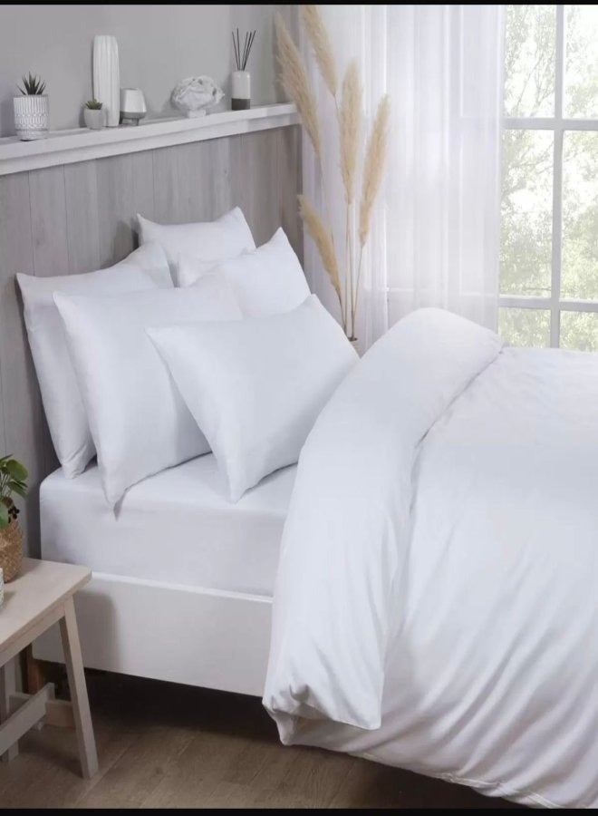 Cadrica 4 Piece Single Bedding Set - Includes 1 Duvet Cover, 1 Fitted Sheet, and 2 Pillowcases - Ultra Soft & Durable - Single Size (White - Plain) - Image 2