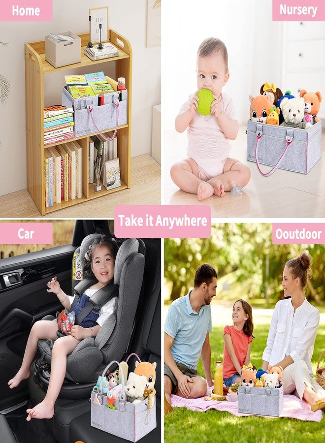 Winnies Diaper Caddy Bag for Smart Mothers Baby Diaper Caddy Organizers Baby Wipes Felt Storage, Nursery, Foldable and Portable (Grey & Pink) - Image 5