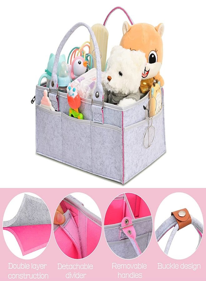 Winnies Diaper Caddy Bag for Smart Mothers Baby Diaper Caddy Organizers Baby Wipes Felt Storage, Nursery, Foldable and Portable (Grey & Pink) - Image 3