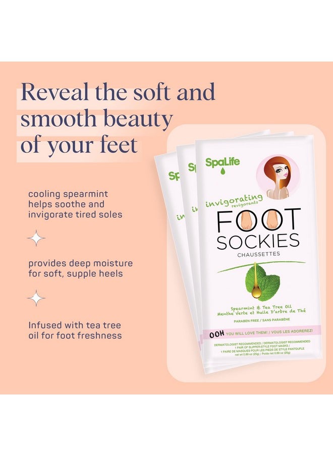 SpaLife - SpaLife Softening Care Foot Sockies (8-Pack) - Spearmint & Tea Tree Oil, Exfoliating Pack for Healthy Feet, Intensive Repair, Callus Remover Sockies, Dry Skin Solution, Moisturizing Foot Treatment - Image 1