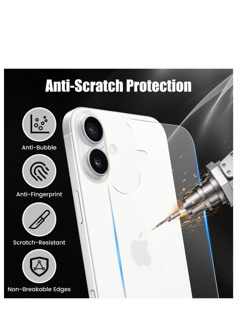 2 Pack Back Screen Protectors for iPhone 16 Plus, Bubble-Free & Scratch-Resistant Tempered Glass Back Film (6.7 inch) - Image 2