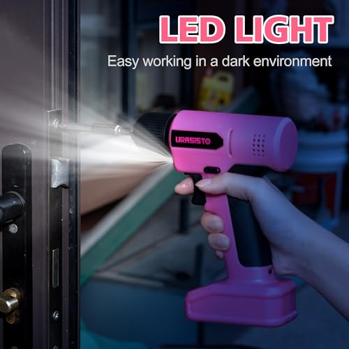 URASISTO 8V Pink Cordless Drill, Power Drill Tool Set, Built-in LED, 58pcs Acessories with Household Tool Set Gift Box, Pink Drill Set for Women - Image 5