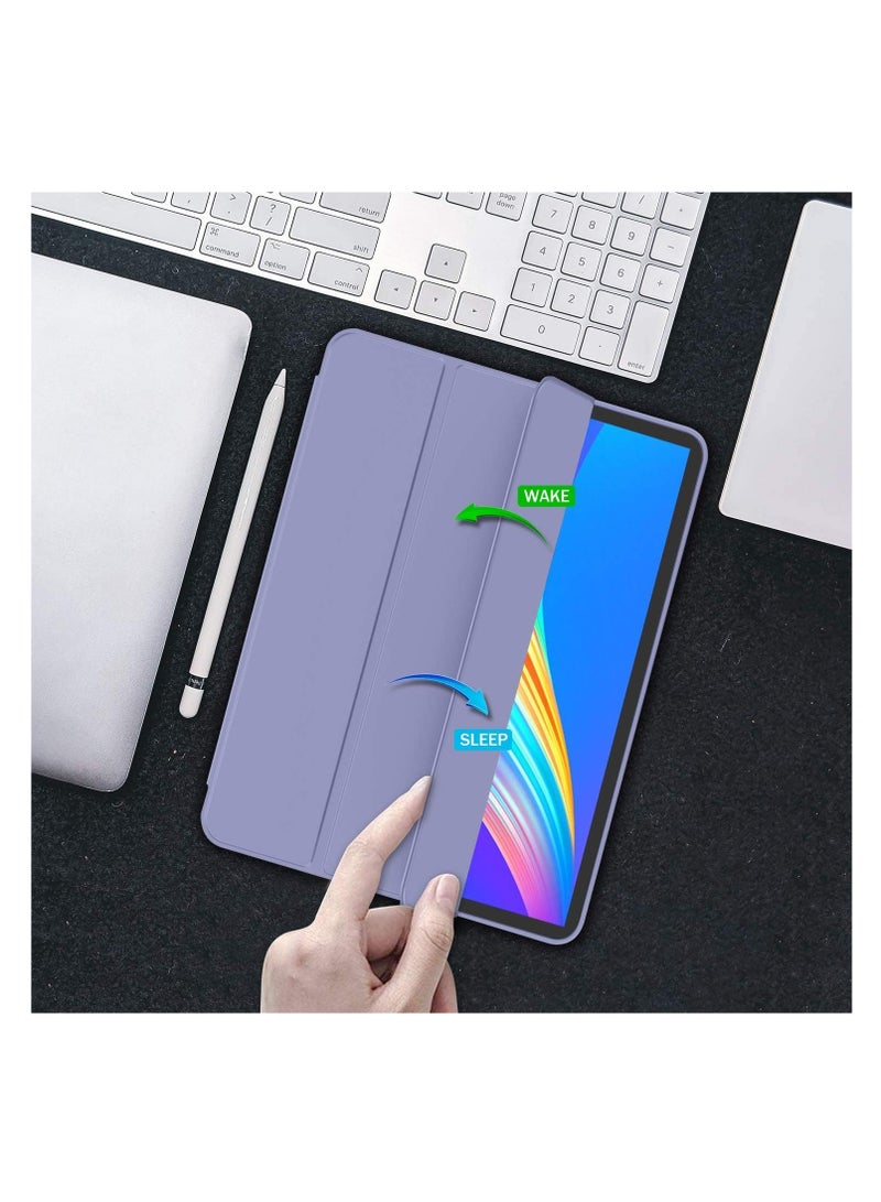 For iPad Pro 11 Case 2024 (M4 5th Generation) with Pen Holder, Flexible TPU Back Protective Case Supports Apple Pencil Pro/USB-C, Auto Sleep/Wake