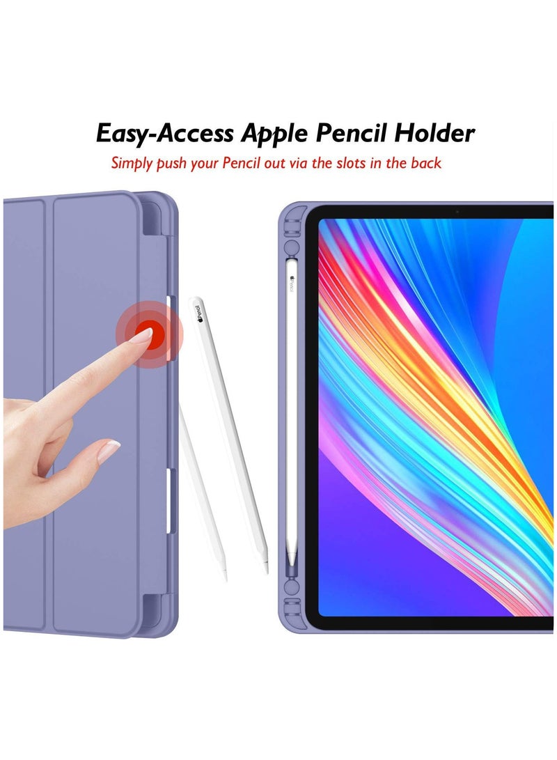 For iPad Pro 11 Case 2024 (M4 5th Generation) with Pen Holder, Flexible TPU Back Protective Case Supports Apple Pencil Pro/USB-C, Auto Sleep/Wake