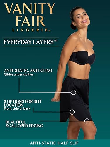 Vanity Fair womens Everyday Layers Single Slit Half Slip, Damask Neutral, Small (16" Length) - Image 2