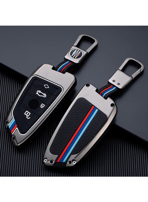 Matte Cover for BMW Key Fob Case, Zinc Alloy and Silicon Key Holder Protector Compatible with BMW 1, 3, 4, 5, 6, 7 Series, X3, X4, M5, M6, GT3, GT5, Includes Key Chain
