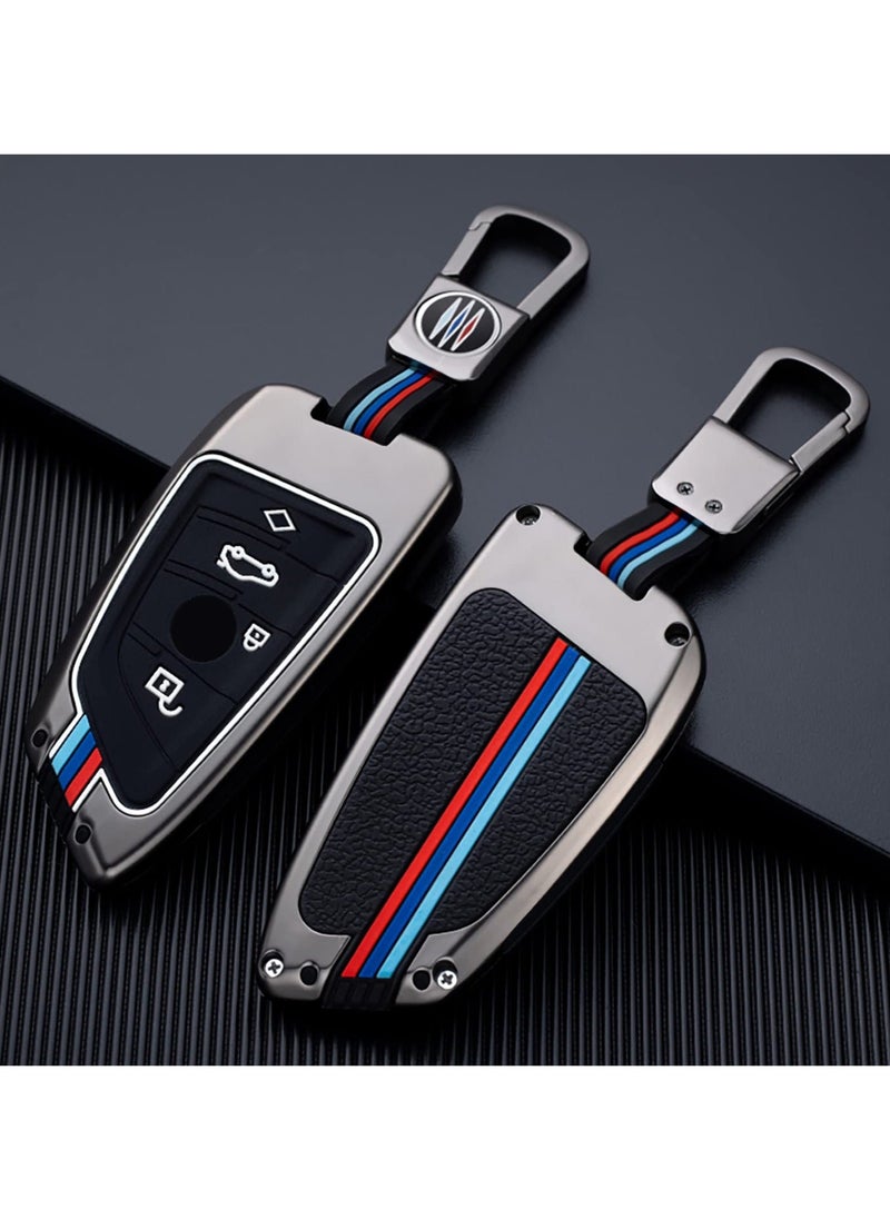 Matte Cover for BMW Key Fob Case, Zinc Alloy and Silicon Key Holder Protector Compatible with BMW 1, 3, 4, 5, 6, 7 Series, X3, X4, M5, M6, GT3, GT5, Includes Key Chain