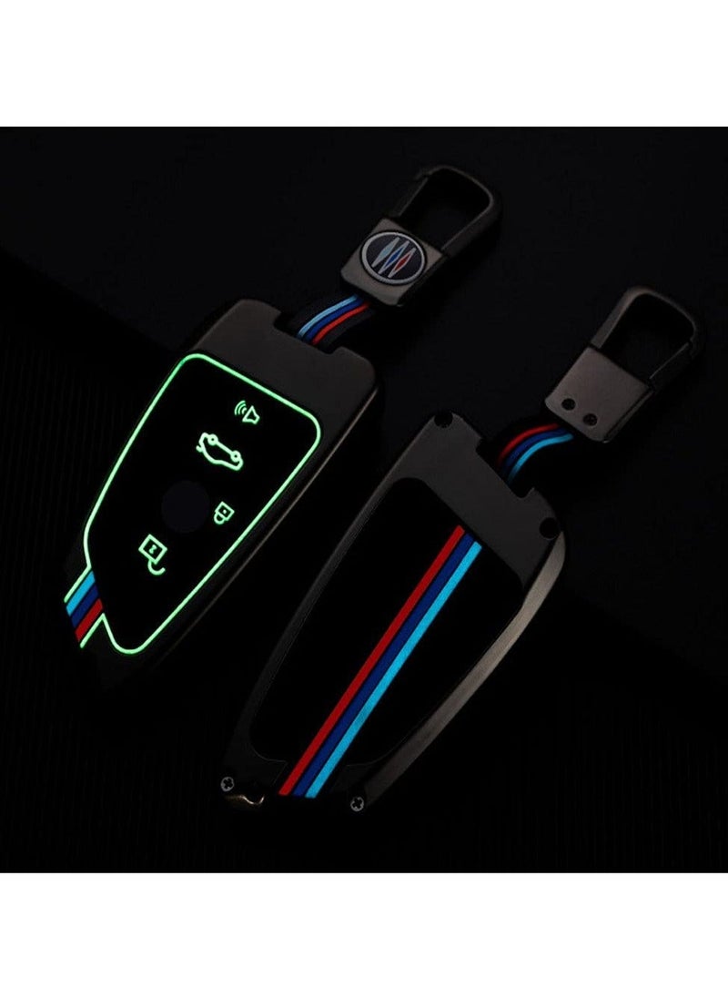 Matte Cover for BMW Key Fob Case, Zinc Alloy and Silicon Key Holder Protector Compatible with BMW 1, 3, 4, 5, 6, 7 Series, X3, X4, M5, M6, GT3, GT5, Includes Key Chain