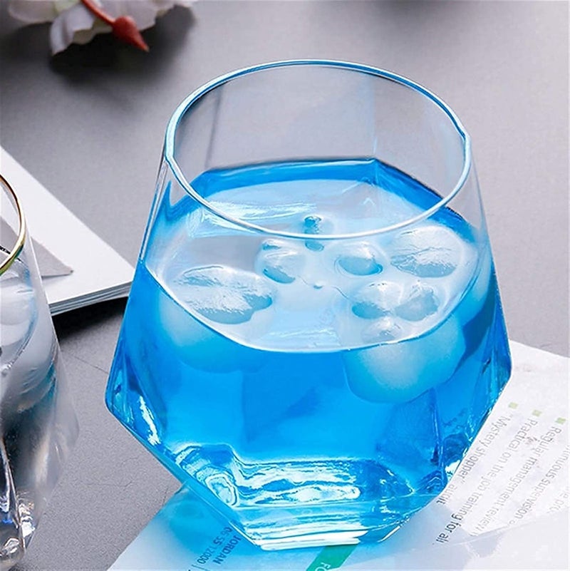 BRUSHFINCH Diamond Shape Glass for Vodka Tequila Wine Beer Water Rum Gin Wine Champagne Flute Brandy Juice Scotch Small Diya Shape Cocktail Whiskey Glass Clear 260ML Set of 6 - Image 2