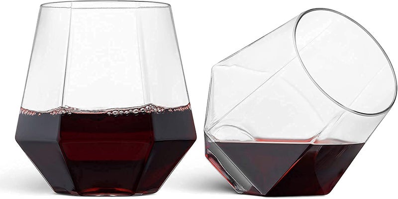 BRUSHFINCH Diamond Shape Glass for Vodka Tequila Wine Beer Water Rum Gin Wine Champagne Flute Brandy Juice Scotch Small Diya Shape Cocktail Whiskey Glass Clear 260ML Set of 6 - Image 1