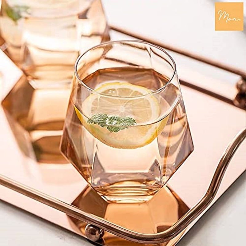 BRUSHFINCH Diamond Shape Glass for Vodka Tequila Wine Beer Water Rum Gin Wine Champagne Flute Brandy Juice Scotch Small Diya Shape Cocktail Whiskey Glass Clear 260ML Set of 6 - Image 4