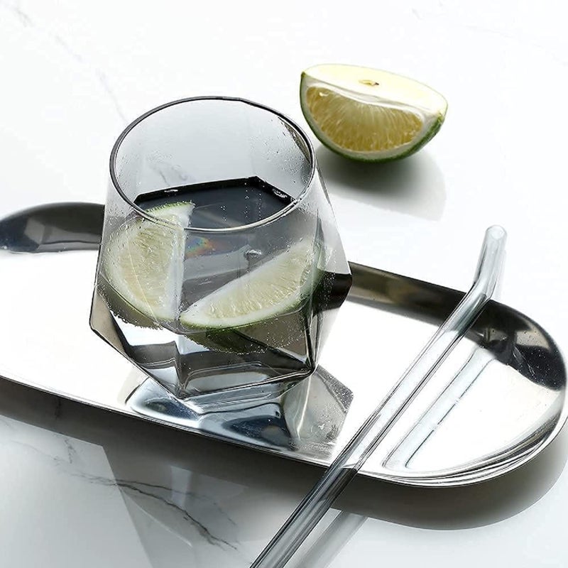 BRUSHFINCH Diamond Shape Glass for Vodka Tequila Wine Beer Water Rum Gin Wine Champagne Flute Brandy Juice Scotch Small Diya Shape Cocktail Whiskey Glass Clear 260ML Set of 6 - Image 5