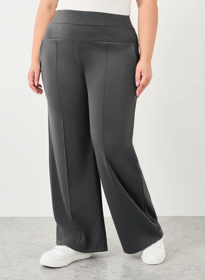 ستايلي Styli Plus Charcoal Scuba Joggers with Wide Waistband