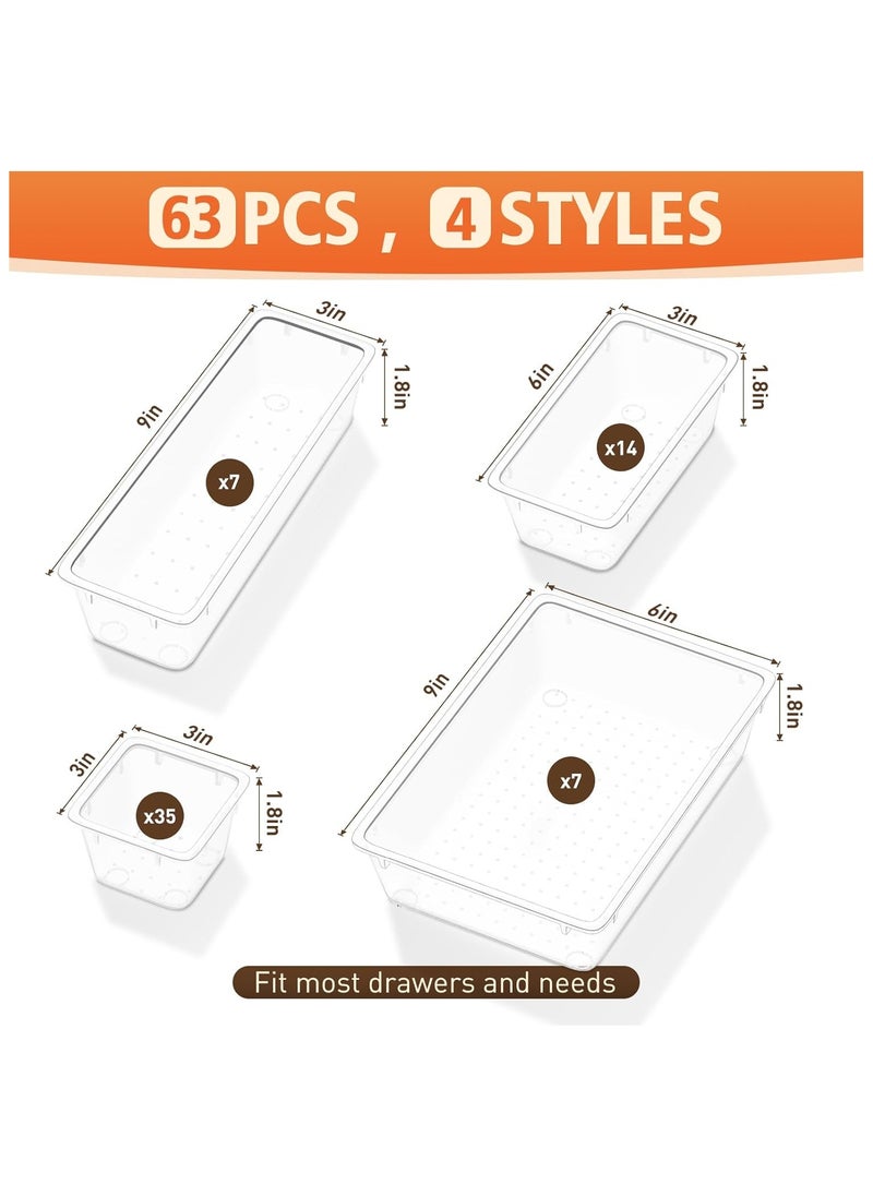 Generic Set of 63 clear plastic drawer organizers, multi-size, organize drawers in bathroom, makeup, jewelry, kitchen and office.  - Image 3