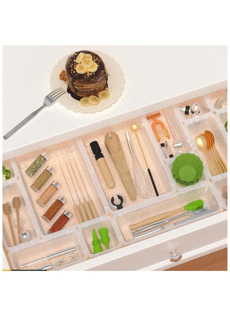 Generic Set of 63 clear plastic drawer organizers, multi-size, organize drawers in bathroom, makeup, jewelry, kitchen and office.  - Image 2