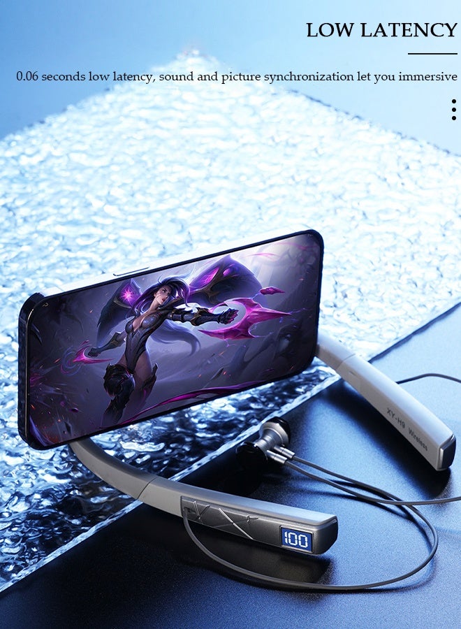 DUNISO سماعات رأس لاسلكية حول الرقبة تعمل بتقنية البلوتوث 5.0 لإجراء مكالمات هاتفية مع وقت تشغيل إضافي طويل يصل إلى 200 ساعة وسماعات أذن لاسلكية حول الرقبة مقاومة للماء لنظامي التشغيل IOS وAndroid - Image 4