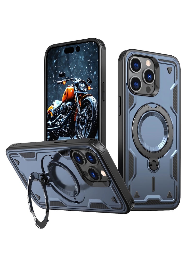 XLogiX for iPhone 15 Pro Armoured Case with Built-in Kickstand | Heavy-Duty Protection | Shockproof | Slim Design | Compatible with MagSafe Accessories, ArmourX Series for iPhone 15 Pro - BLUE - Image 1