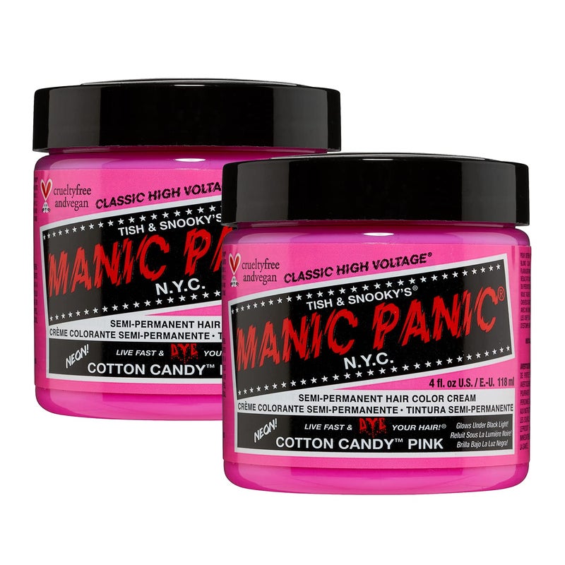 MANIC PANIC Classic Cotton Candy Pink Semi Permanent Hair Color - Bright Pink Hair Dye for Women & Men That Lasts 4-6 Weeks - Vegan, Ammonia & Cruelty-Free - Create & Mix Custom Shades (4oz / 2pk) - Image 1