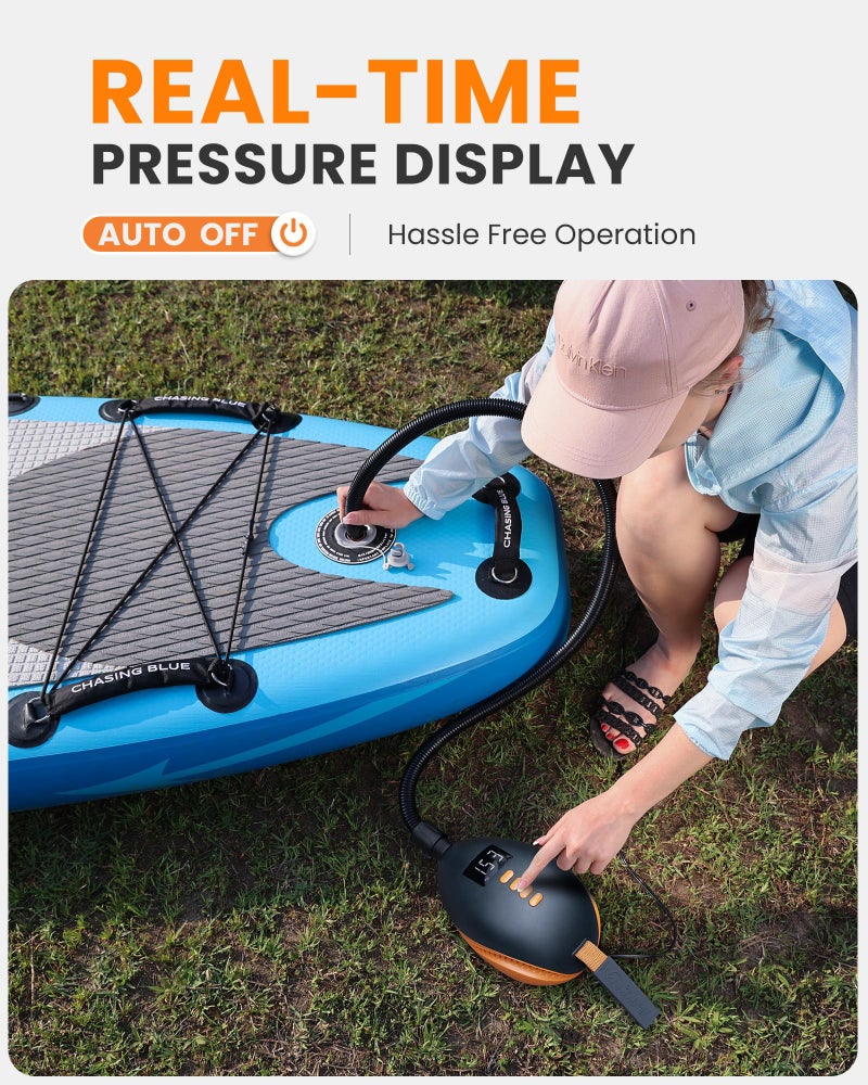 OutdoorMaster مضخة لوح التجديف الكهربائية OutdoorMaster 20PSI عالية الضغط - مضخة هواء سريعة محمولة SUP، إيقاف تلقائي وموصل سيارة 12V DC مضخة كهربائية للوح التجديف القابل للنفخ، القوارب، المضخات - Image 5