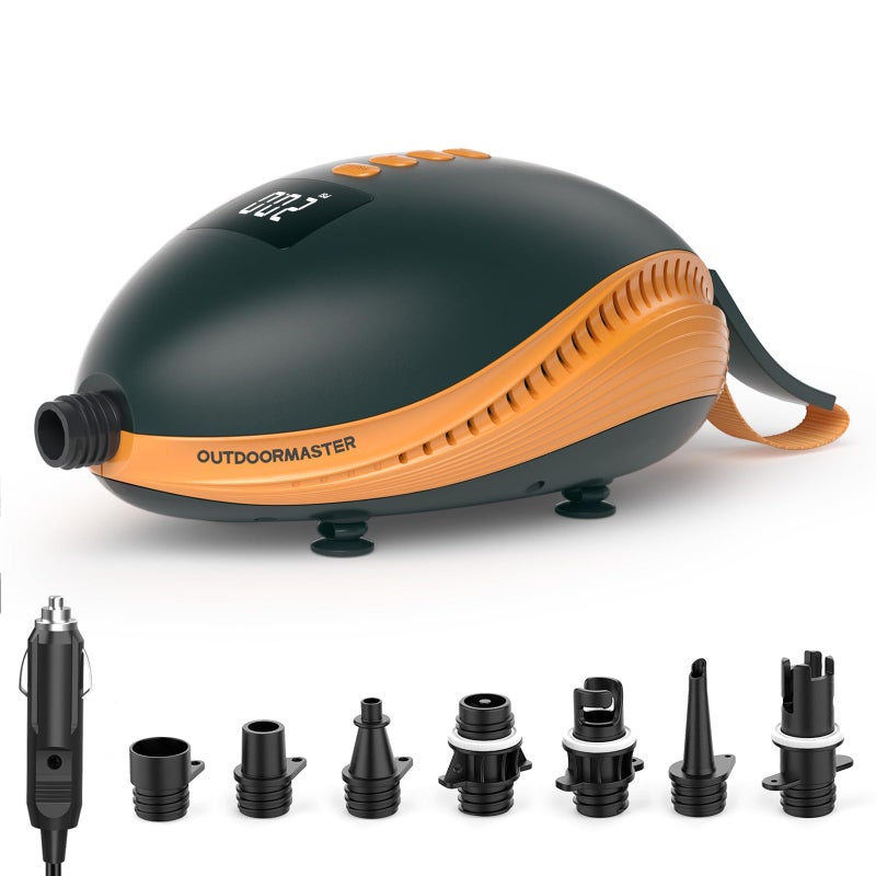 OutdoorMaster مضخة لوح التجديف الكهربائية OutdoorMaster 20PSI عالية الضغط - مضخة هواء سريعة محمولة SUP، إيقاف تلقائي وموصل سيارة 12V DC مضخة كهربائية للوح التجديف القابل للنفخ، القوارب، المضخات - Image 1