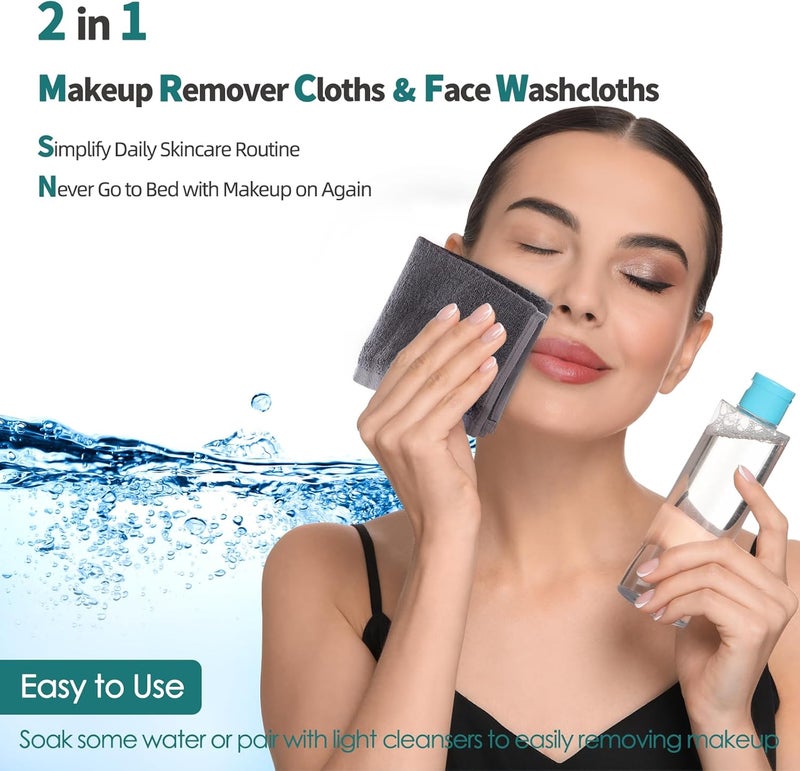 JEFFSUN Wash Cloths 6 Pack Reusable Makeup Remover Towel 13x13 inch Large Washcloths for Face and Body Super Soft and Skin Friendly Face Towel on Sensitive Skin Easy to Rinse Grey Facial Cleaning Cloths - Image 3
