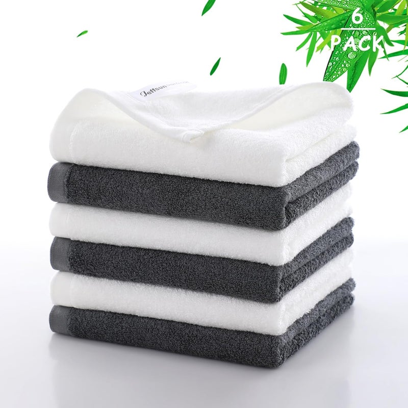 JEFFSUN Wash Cloths 6 Pack Reusable Makeup Remover Towel 13x13 inch Large Washcloths for Face and Body Super Soft and Skin Friendly Face Towel on Sensitive Skin Easy to Rinse Grey Facial Cleaning Cloths - Image 1